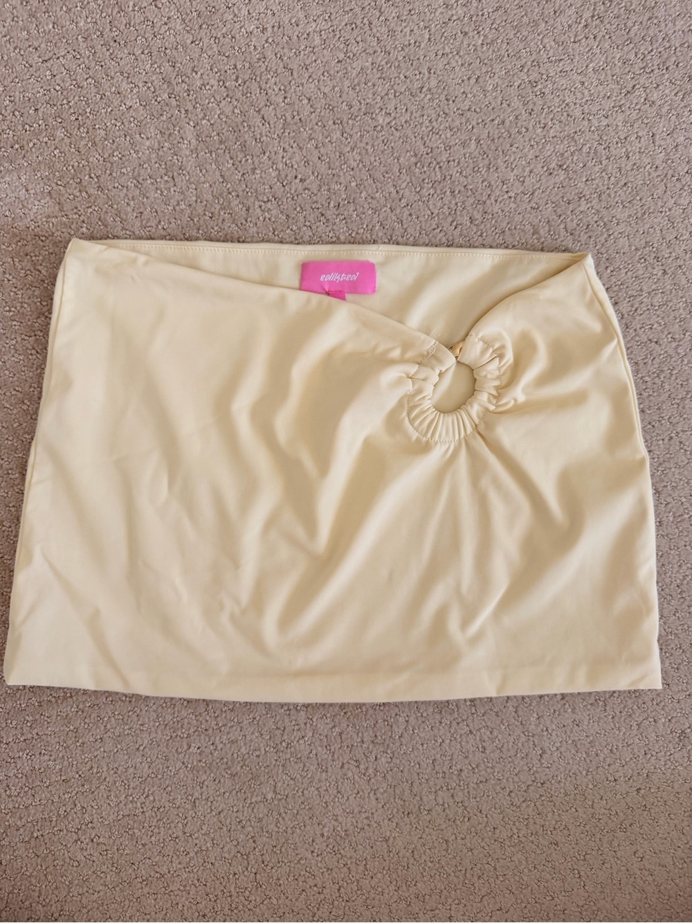 Edikted Pale Yellow Ring-Accent Mini Skirt